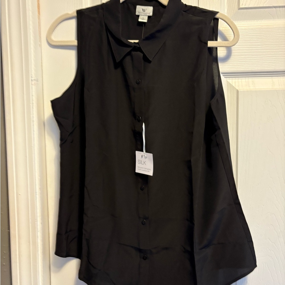 Worthington‎ Women's Black Sleeveless Silk Tank Top L